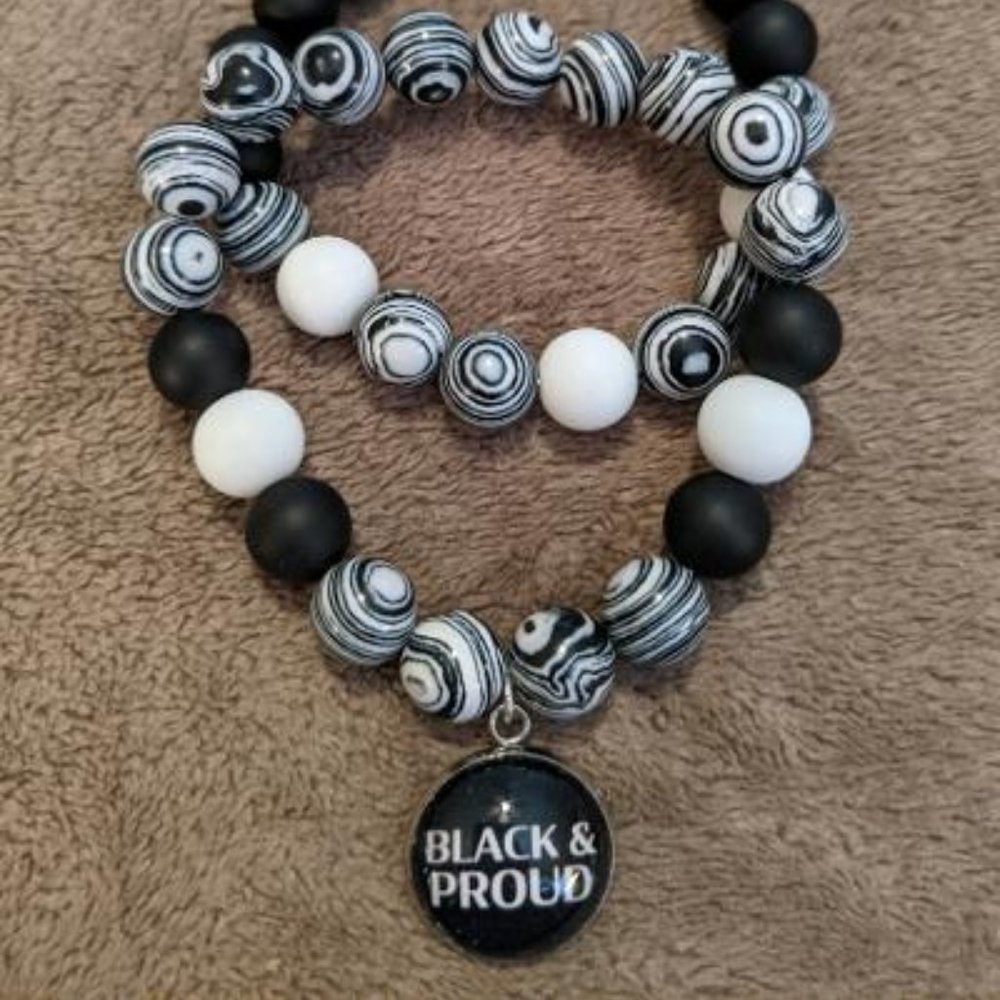 Zebra Agate Bracelet "Black and Proud" Set